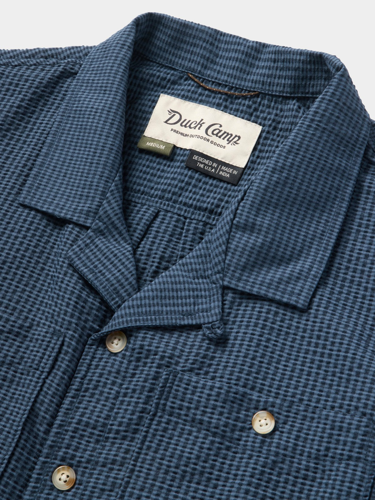 Coastal Seersucker Shirt Short Sleeve - Navy Blue | Duck Camp Trending