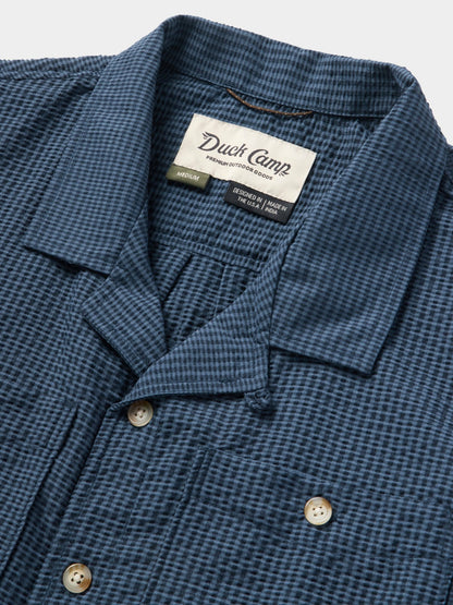 Coastal Seersucker Shirt Short Sleeve - Navy Blue | Duck Camp Trending