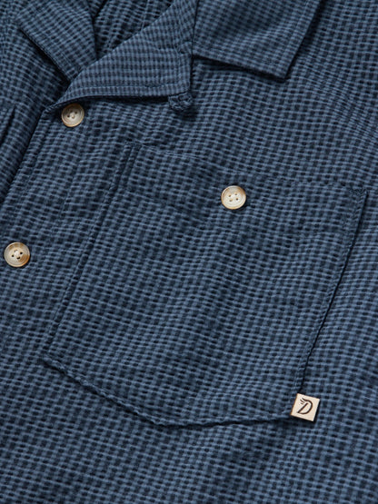 Coastal Seersucker Shirt Short Sleeve - Navy Blue | Duck Camp Trending