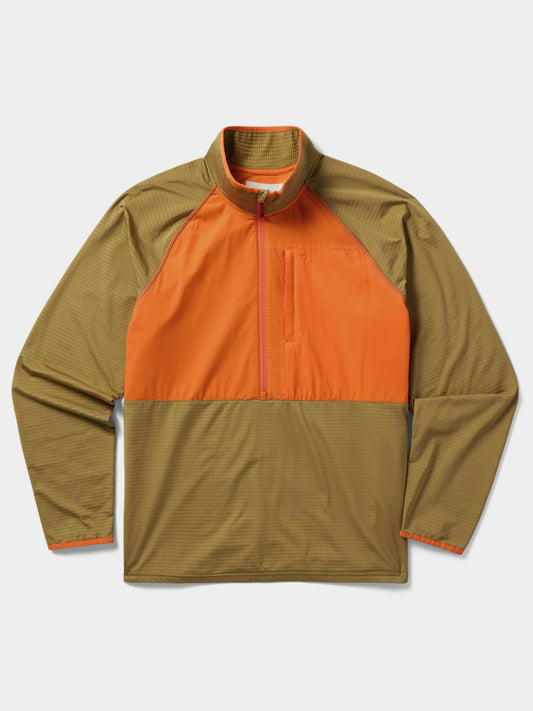 Lightweight Grid Tech Fleece Half Zip - Wheat/Blaze | Duck Camp Exclusive