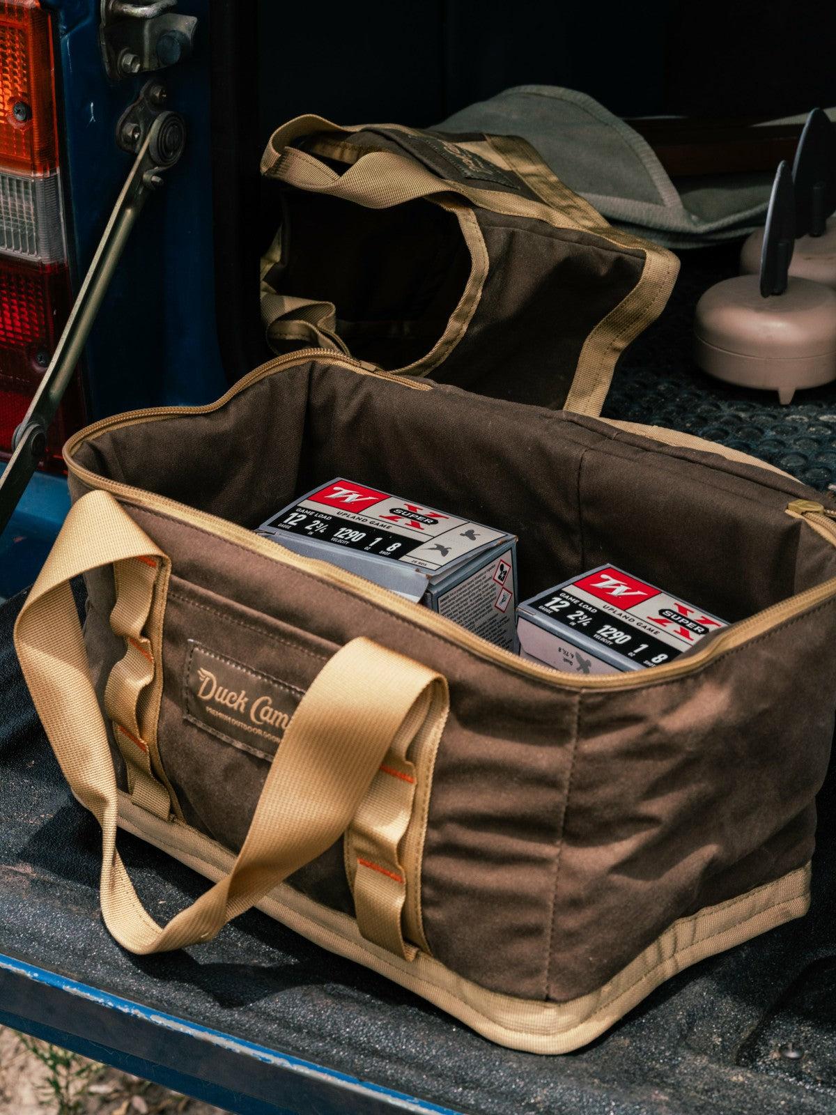 Large Canvas Ammo Tote - Blaze/Wheat | Duck Camp Sale