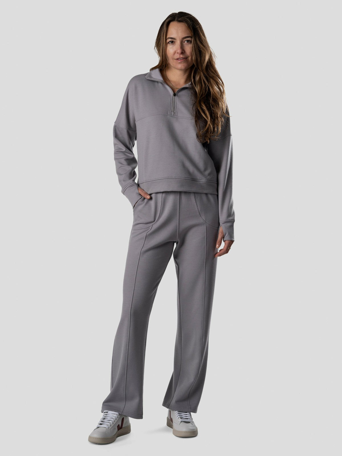 W's Barton Fleece Half Zip - Oyster | Duck Camp Great Value