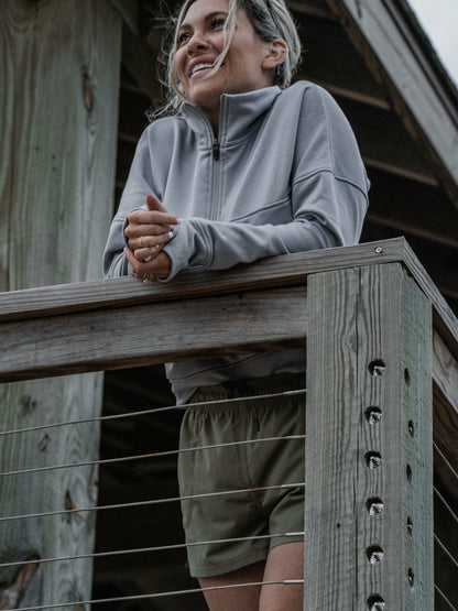 W's Barton Fleece Half Zip - Oyster | Duck Camp Great Value