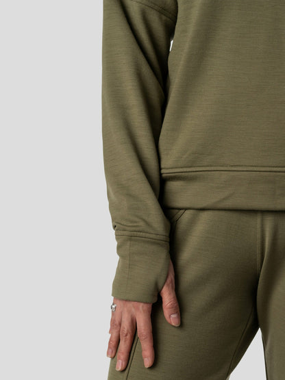 W's Barton Fleece Half Zip - Military Green | Duck Camp Deals